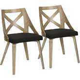 Charlotte Dining Chair in White Washed Wood & Charcoal Fabric (Set of 2)